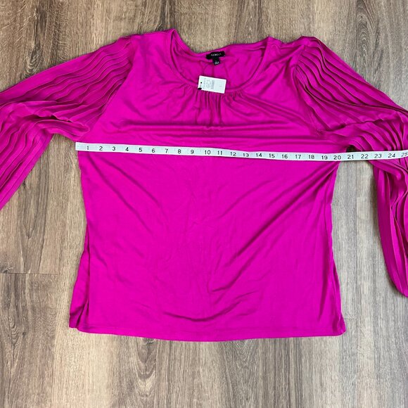 NEW Talbots Pleated Sleeve Crewneck Top Magenta Pink Sz L - Picture 8 of 13